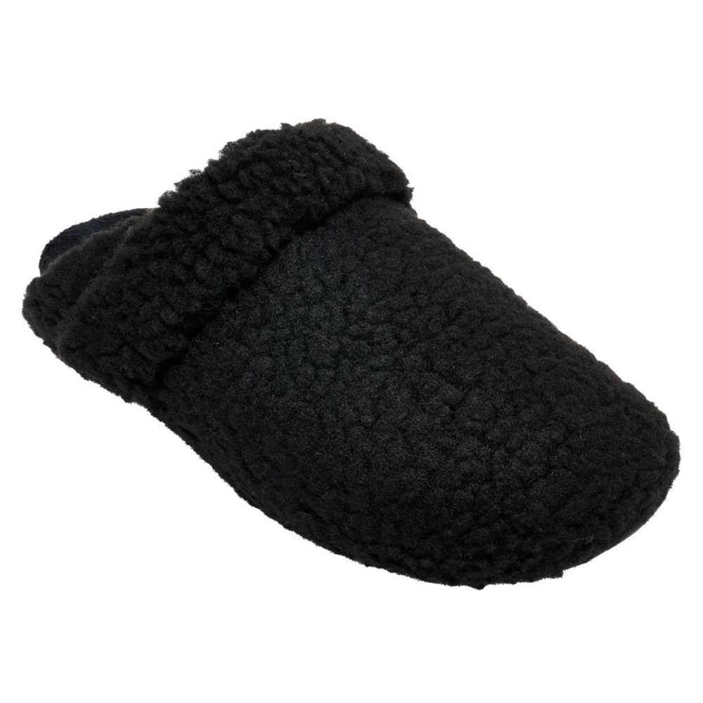 Aetrex Black Cozy Sherpa Adjustable Orthopidic Slippers